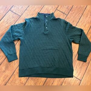 FX Fusion sweater mens Medium green quilted 1/4 snap soft pullover mock neck NWT